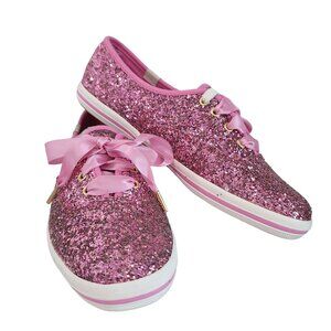 Keds X Kate Spade NIB Rose Pink Glitter Sneakers Size 6.5M